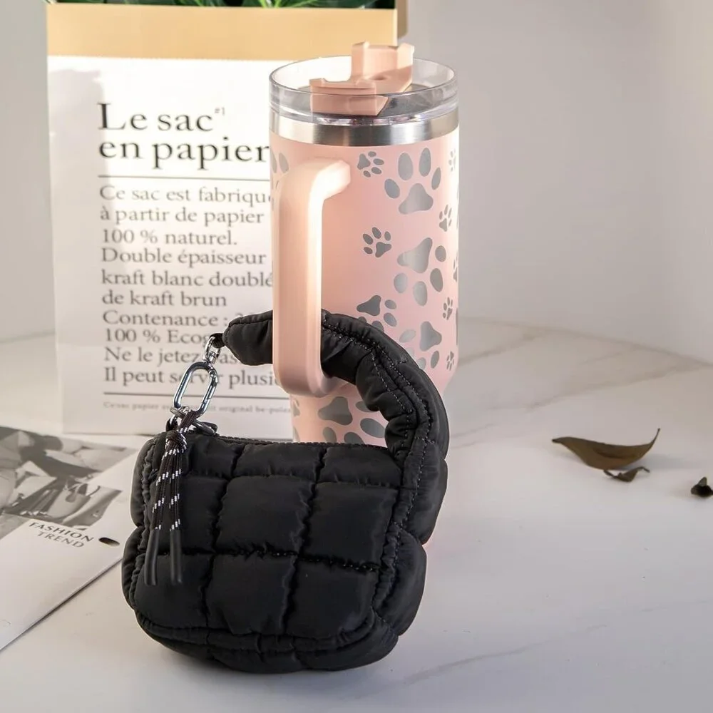 Mini Quilted Nylon Wristlet Bag Women Small Organizer Evening Gift